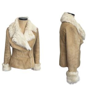 Vintage Genuine Sheepskin fur coat in beige